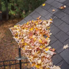 Feuilles d'automne qui bouchent une gouttière